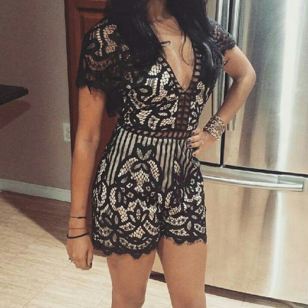 Black Laced Romper - Picture 4 of 6